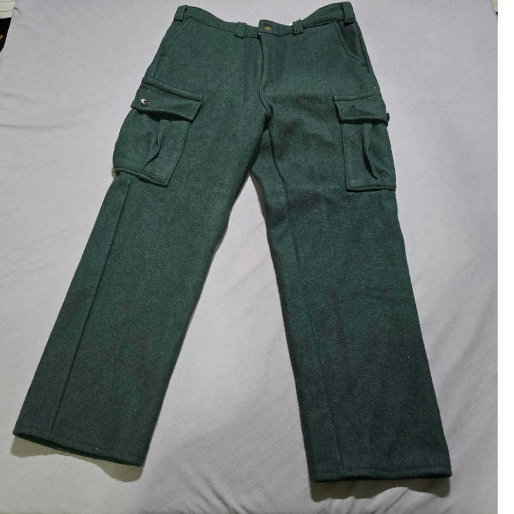 Codet Cargo Pants Mens 34x31 Green Recycled Wool Blend Heavyweight Made Canada